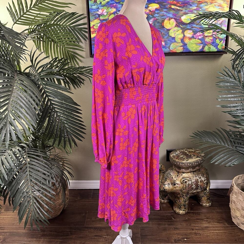Draper James Dress Women S Midi Pink Tangerine Long Puff Sleeves